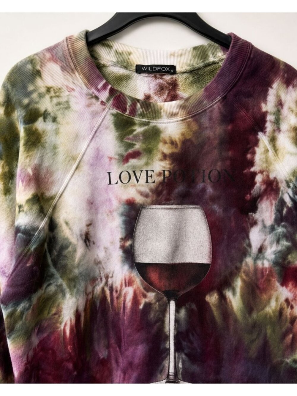 Wildfox Love Potion Ice-Dyed Sweatshirt — Size Small — Upcycled Wearable Art